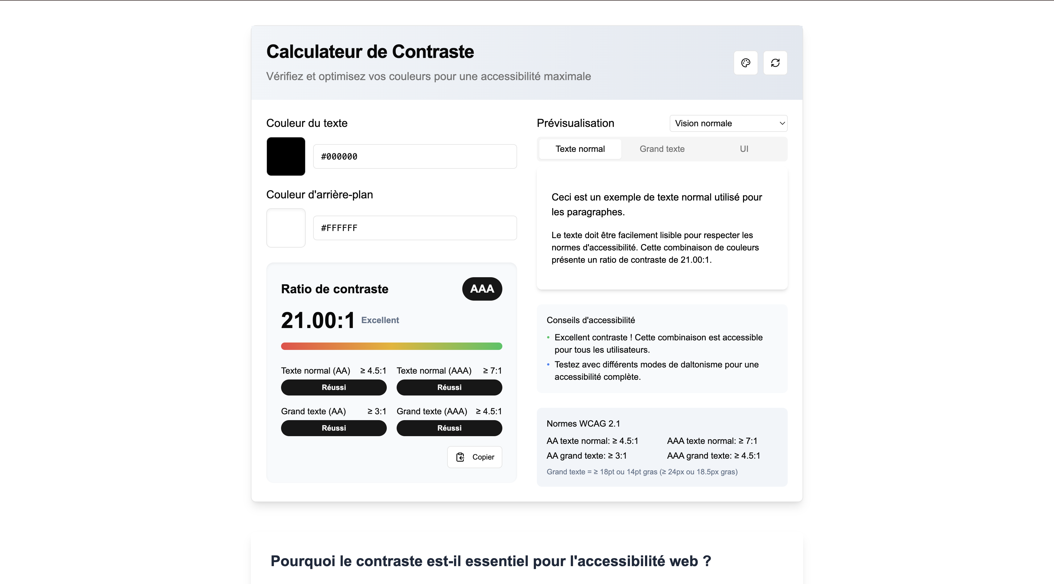 Calculateur de contraste